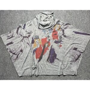 Inoah Sweater Womens Medium Gray Cowl Neck Poncho Dolman‎ Art Print Made USA